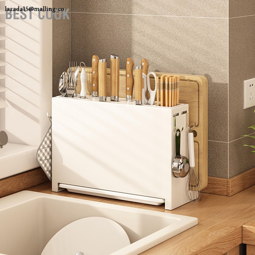 [CLS2404A code reduced by 30k per 150k] Built in knife holder, kitchen white cutting board holder ราคา 889 บาท*ส่งฟรี