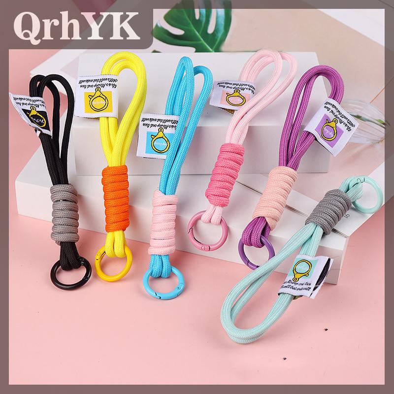 QrhYK Đầy Màu sắc dây đeo cổ tay keychain sáng tạo bện dây buộc Keyring cho phụ nữ chống mất điện thoại quyến rũ Túi phụ kiện Mặt dây chuyền