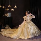 Golden Wedding Sequins Princess Dress for Girls by OEM