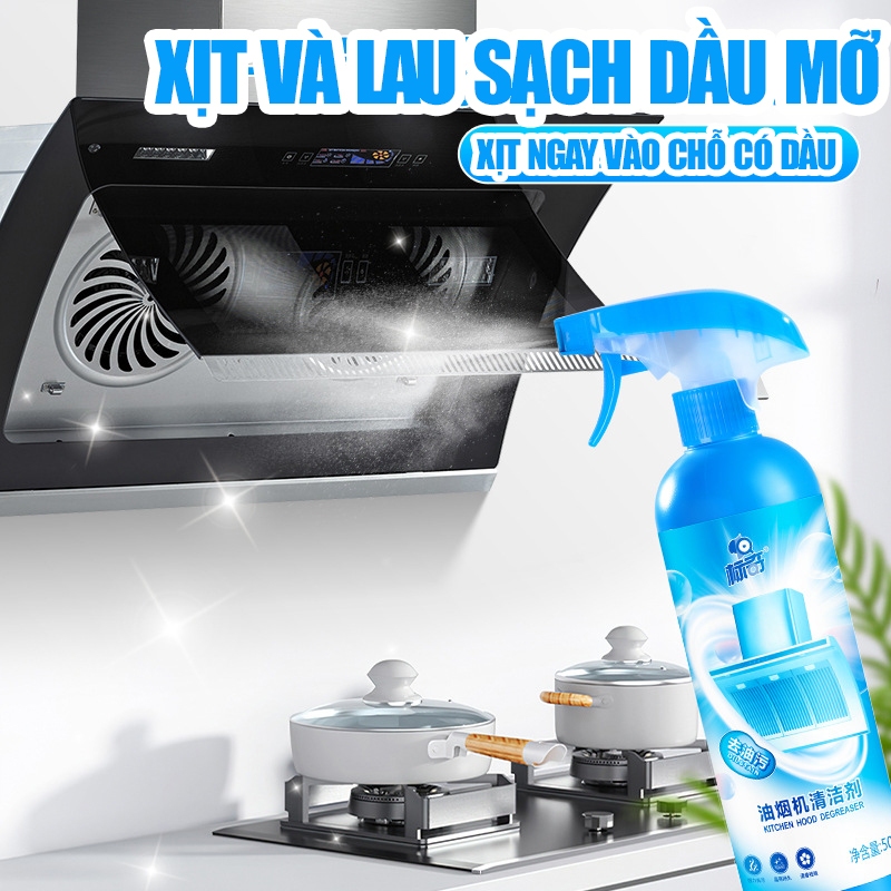 Xịt tẩy dầu mỡ nhà bếp BIKI Kitchen Hood Degreaser 500ml làm sạch nhanh tiện lợi an toàn