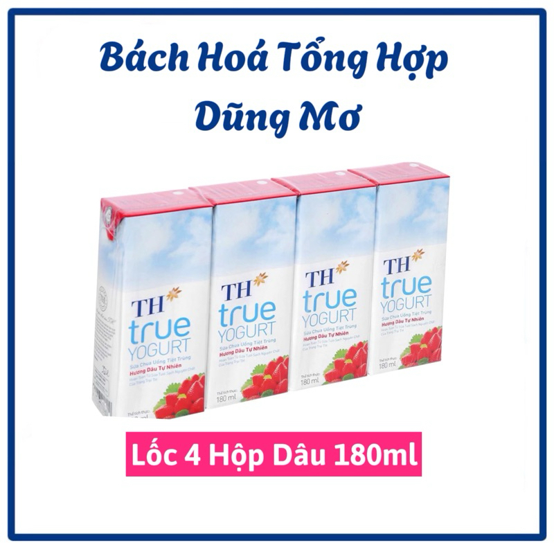 Lốc 4 Hộp Sữa TH True Milk Ít Đường 180ml Sữa Th True Milk Top Kid Dâu Cam Việt Quất 180ml | Bách Hoá Tổng Hợp Dũng Mơ