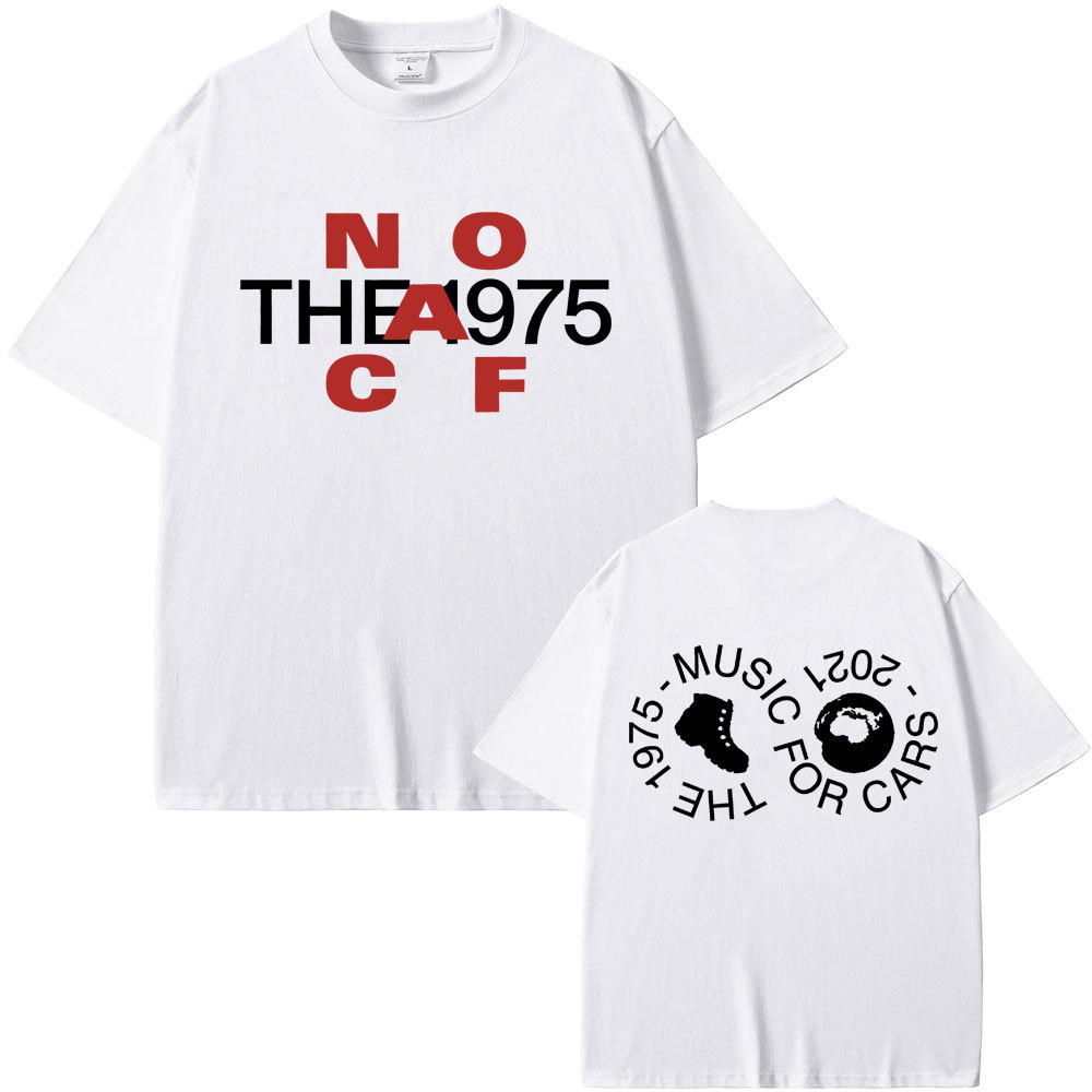 2025 Năm Mới Cotton Cổ Tròn Tay Ngắn T Áo Thun British Band The 1975 Music for Cars Graphic T-shirt Male Vi Thời Trang Hàn Quốc Giản Dị Lễ Hội Mùa Xuân Giá