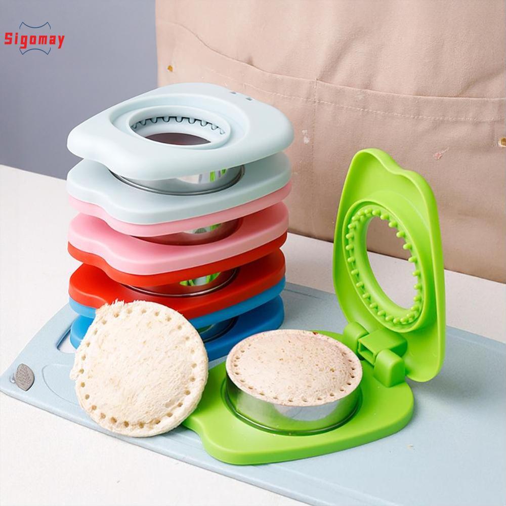 Sigomay Stainless Steel Round/Square Sandwich Press Mold Sealer Non-Stick Leak-Proof Kawaii Design for Meal Prep Kids' Lunchbox Camping Snacks