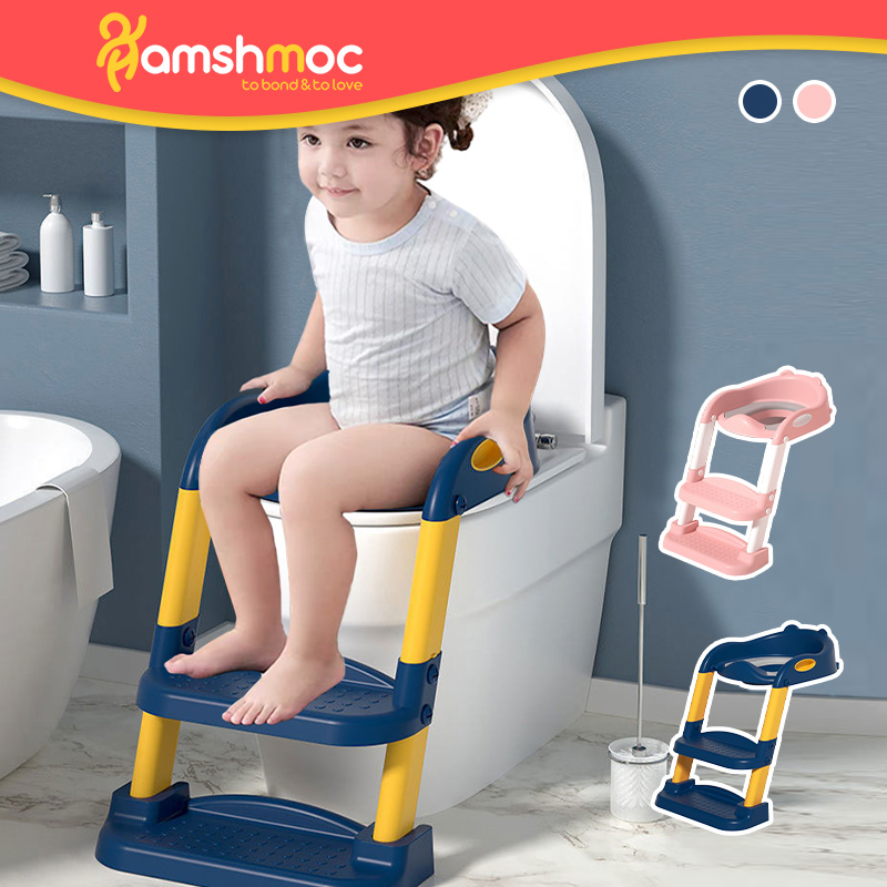 HamshMoc Kids Training Toilet Seat with Anti-Slip Steps Splash Guard Foldable Design Soft Armrests for Children 1-8 Years ราคา 1,710 บาท*ส่งฟรี