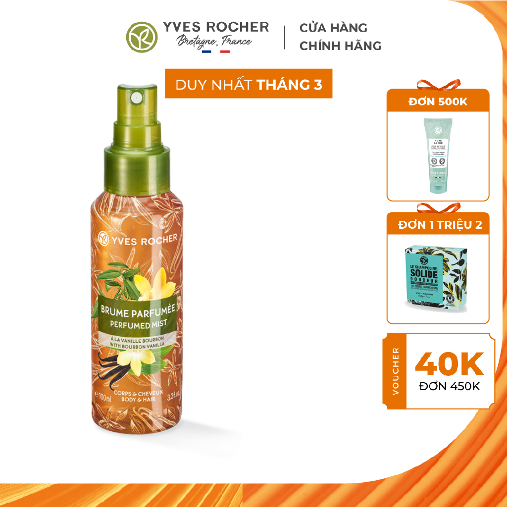Xịt Thơm Toàn Thân Yves Rocher Sensuality Body & Hair Mist Vanilla Bourbon 100ml