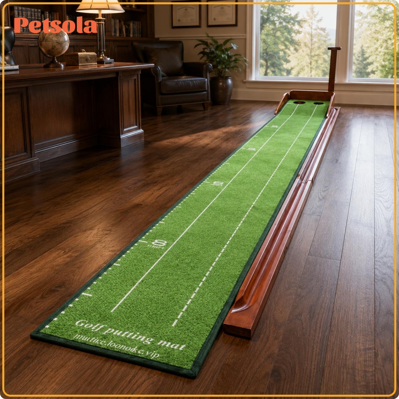 petsola Guide Lines Automatic Ball Return Putting Mat Raised End Stop Ball Return Putting Mat Rectangular Golf Practice Green ราคา 3,119 บาท*ส่งฟรี