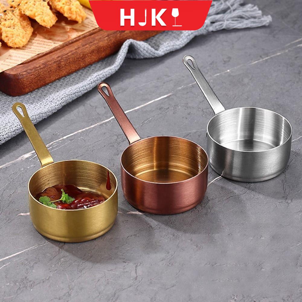 HJKL Không gỉ Cốc nước sốt Thép không gỉ Có tay cầm Chảo nước sốt Mini Cốc đo 50/80/100ml Bát nhúng nước sốt Cho nhà bếp