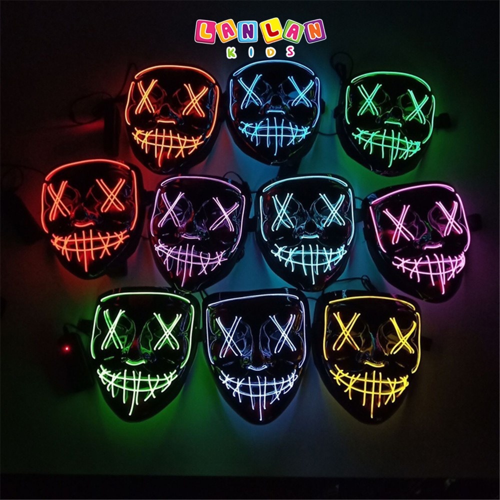 Mặt nạ hɑcker hóa trang halloween thanh trừng có đèn led phát sáng nhiều màu sắc hóa trang cho bữa tiệc độc đáo thú vị