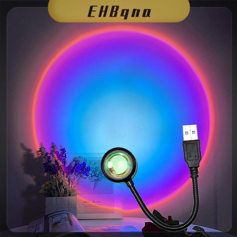 EHBqna โคมไฟ LED พระอาทิตย์ตกดินโคมไฟกลางคืนโปรเจคเตอร์ USB สำหรับตกแต่งงานปาร์ตี้วันเกิดไฟสร้างบรรยากาศสำหรับห้องนอนห้องนั่งเล่นการถ่ายภาพติดผนัง