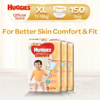 [Made in Singapore] Huggies Gold Tape Diapers XL (11-17kg) 50 x 3 packs 150 Pcs- CASE