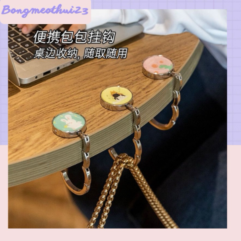 Móc treo đồ di động siêu nhỏ gọn dễ thương tiện lợi khi mang theo hoạ tiết con thỏ, khủng long, con mèo