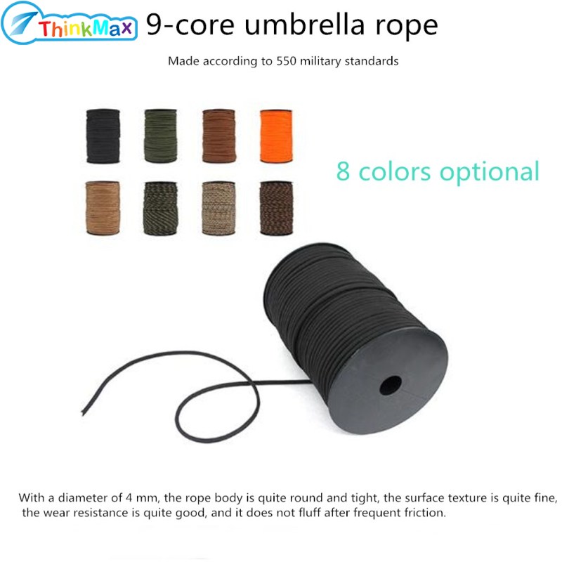 100m 9 lõi dù Paracord Dây cắm trại dây cứu sống khẩn cấp