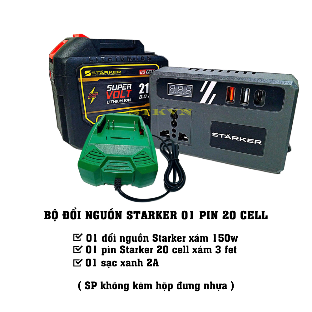 Đổi nguồn Starker xám ITG350 từ 18-21V ra DC 5v AC 220V chạy được quạt chân phổ thông m21 4cm