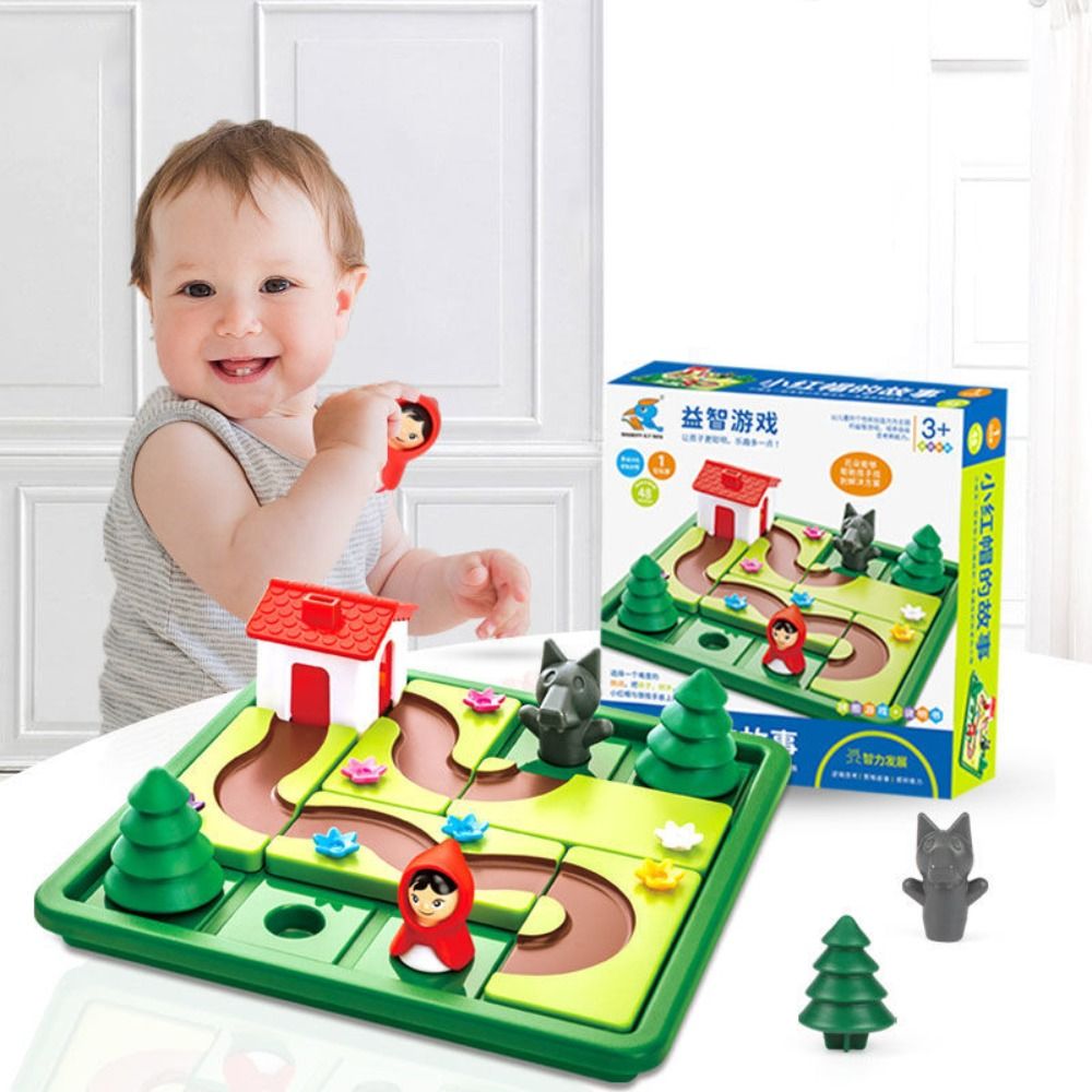 Mũ trùm đầu đỏ để đi xe đạp bé plorab mũ trùm đầu đỏ để đi xe đạp nhỏ thông minh Sói lớn xấu trò chơi ghép hình hideseek Trò chơi cờ bàn câu đố trò chơi lô-gích lợn não trẻ em