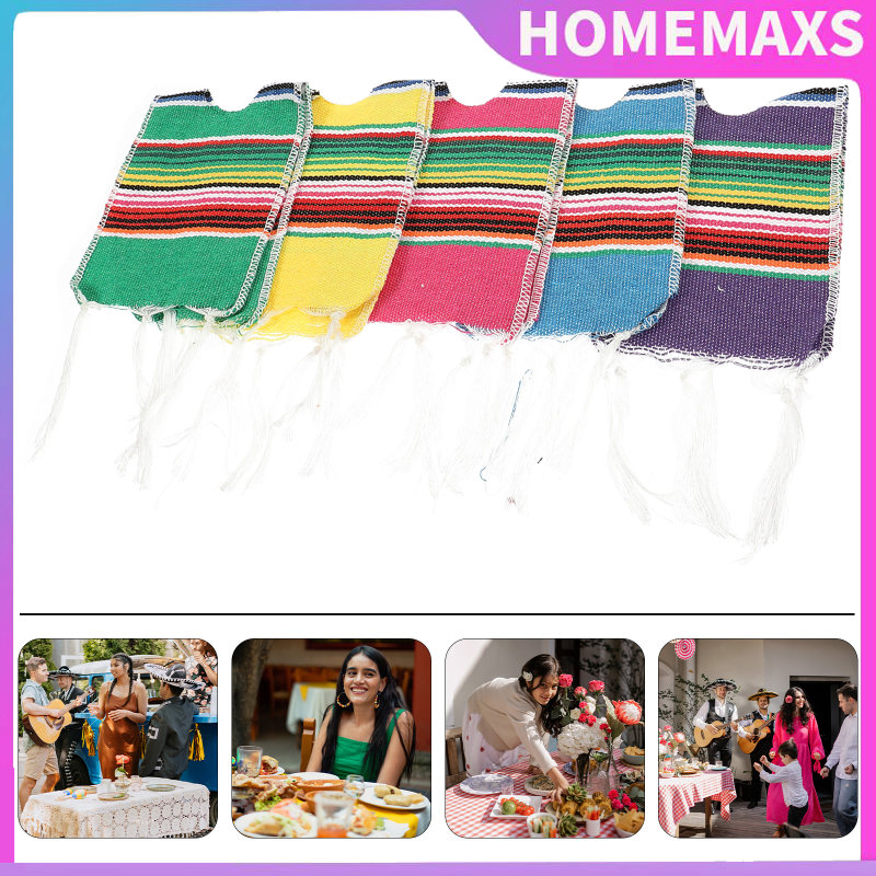HOMEMAXS 5pcs Bia Poncho Mini Serapes Chai bìa Cinco de Mayo Mexico Chai Ponchos Mexico trí