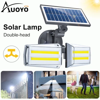 Auoyo Solar Lights 80COB Outdoor Lighting Dual Head Spotlights Adjustable Motion Sensor Solar Security Lights IP65 Waterproof Wall Light for Outdoor Garden Driveway