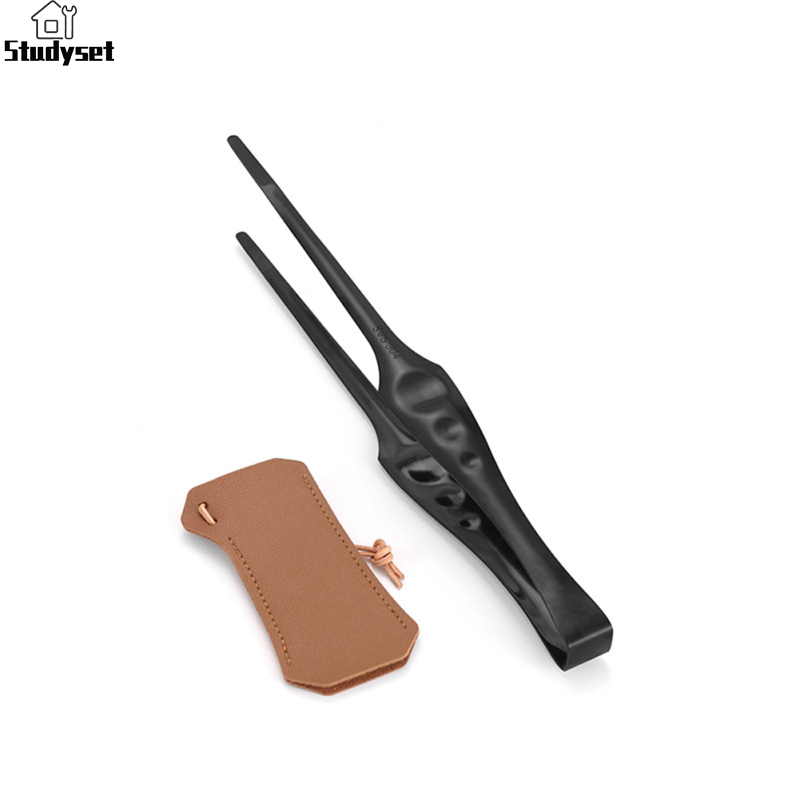 Studyset IN stock Grill Tongs Premium 304 Stainless Steel Metal Tongs With Leather Cover 70g For Cooking Buffet Grilling Barbecue 27cm x 3cm ราคา 146 บาท*ส่งฟรี