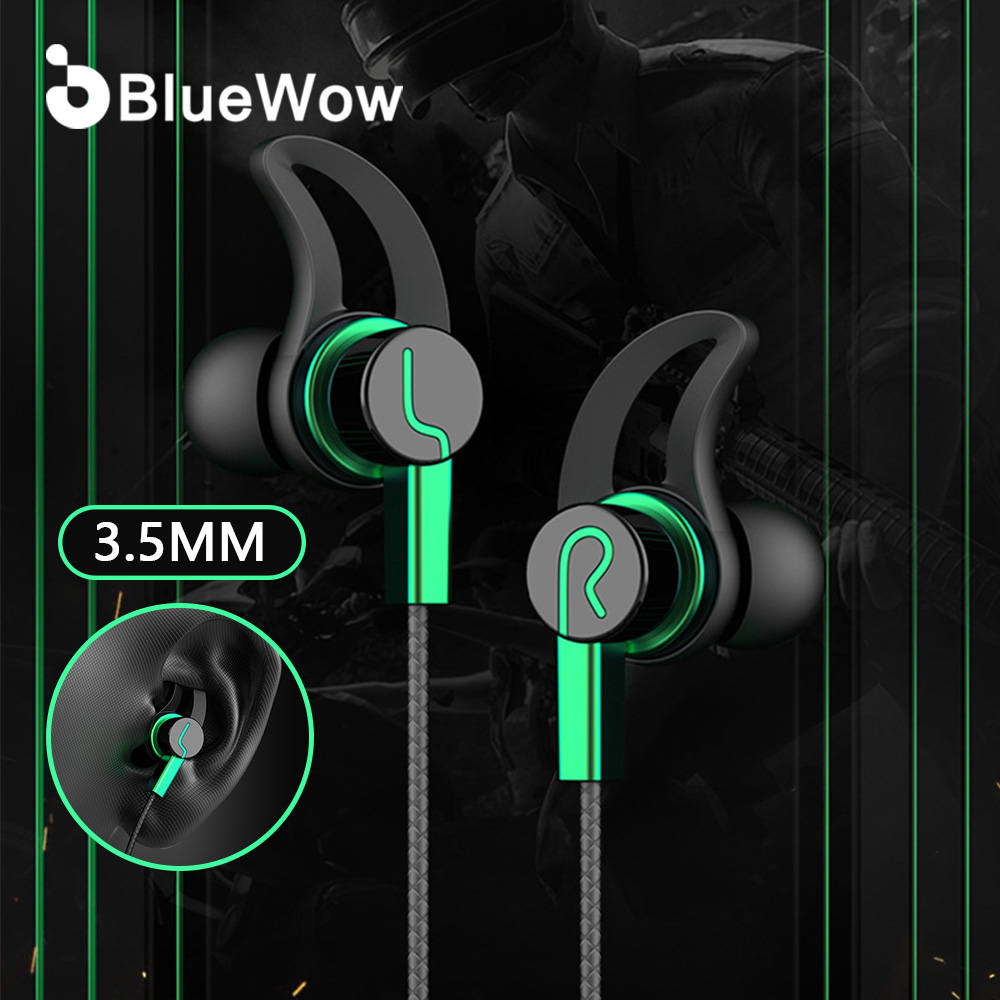 BlueWow Wired Control Headphones HiFi Bass Stereo Music Noise Canceling Headset with Mic 3.5mm Sport Earbuds for Phone Computer ราคา 48 บาท*ส่งฟรี
