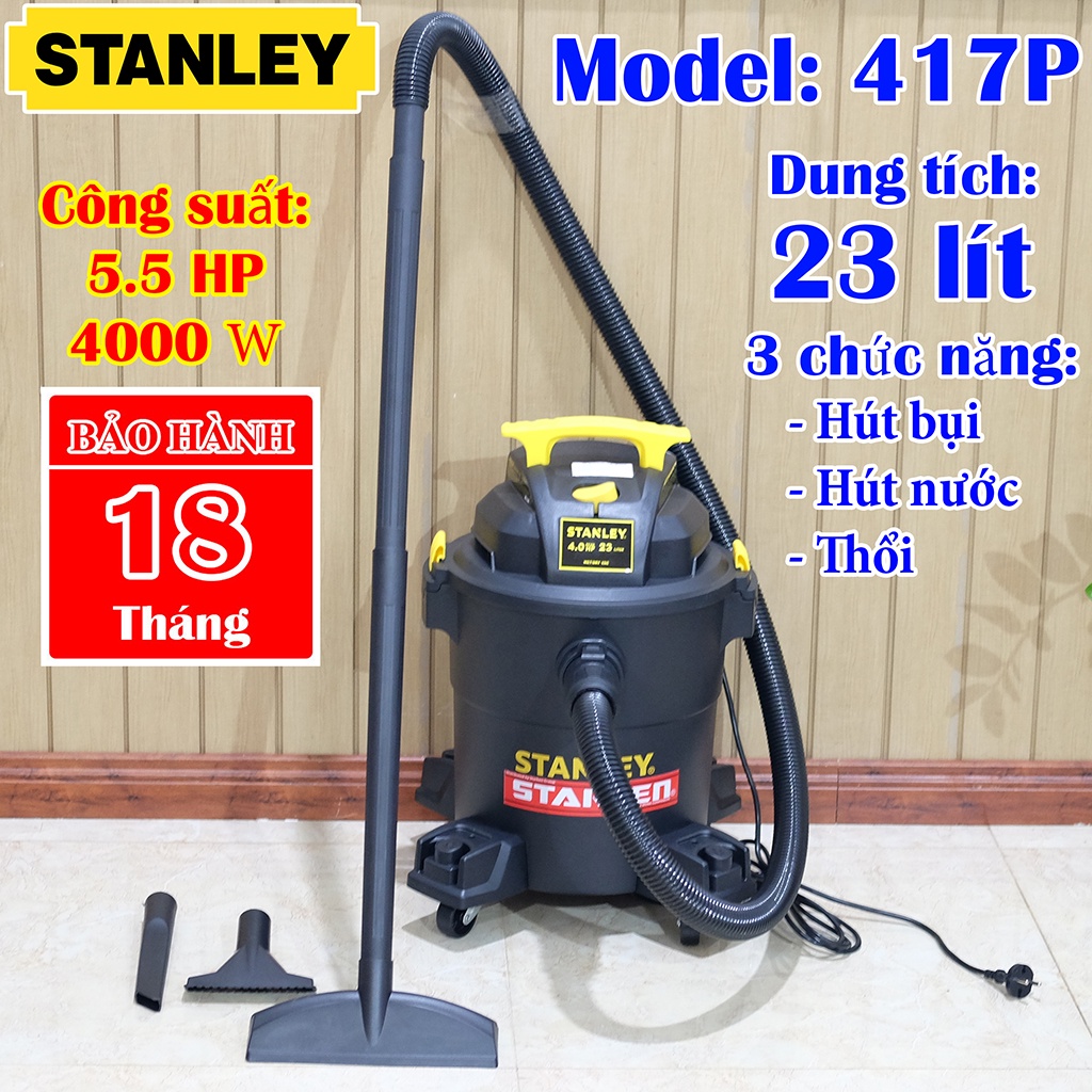 MÁY HÚT BỤI CÔNG NGHIỆP 3 CHỨC NĂNG STANLEY SL194176P, DUNG TÍCH 23L, CÔNG SUẤT TỐI ĐA 4000W (5.5HP)
