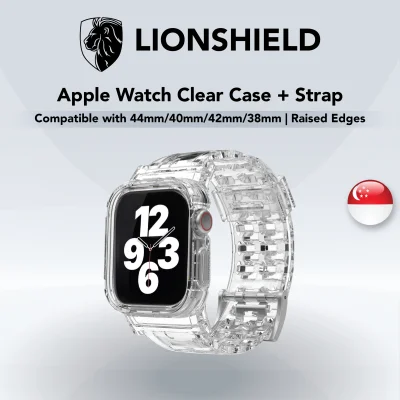 [SG] Clear Case + Strap (Clear/Transparent), Compatible with Apple Watch 44mm/40mm/42mm/38mm, Series 6/SE/5/4/3/2/1 iWatch