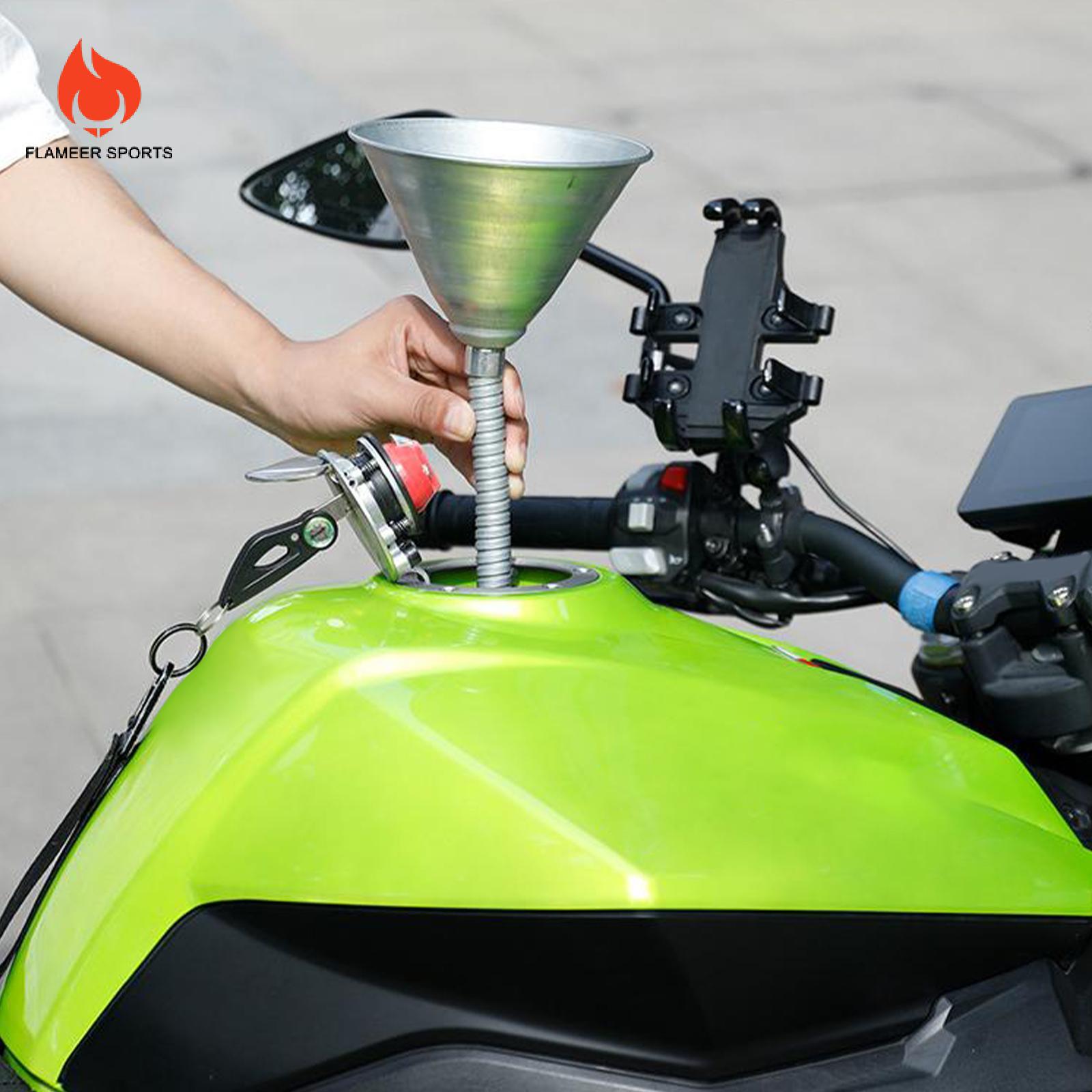 Flameer đa chức năng Phễu kim loại Spillproof với màng lọc linh hoạt rộng rãi Miệng bền cho xe máy thuyền ô tô Xăng xe ô tô