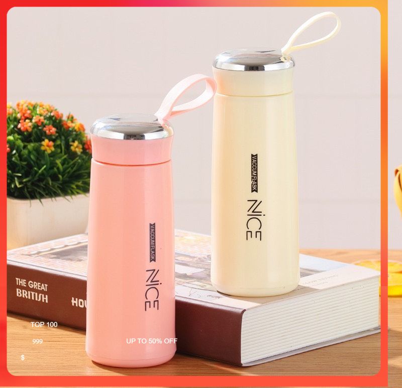Bình đựng nước nice, bình đựng nước thủy tinh bọc nhựa cách nhiệt thời trang - bình thủy tinh 360ml