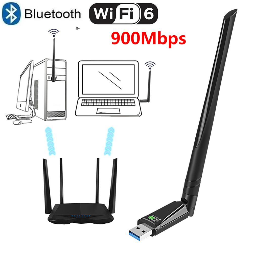 WiFi6 อะแดปเตอร์ USB AX919 บลูทู ธ 5.3 Dual Band 900Mbps การ์ดเครือข่ายไร้สาย 2.4G / 5GHz อะแดปเตอร์เสาอากาศ Wifi สำหรับพีซี Win10 11 ราคา 5,032 บาท*ส่งฟรี