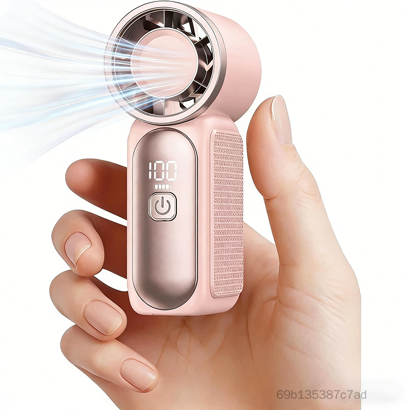 พัดลมมือถือชาร์จ USB ความเร็วเทอร์โบจอ LED
