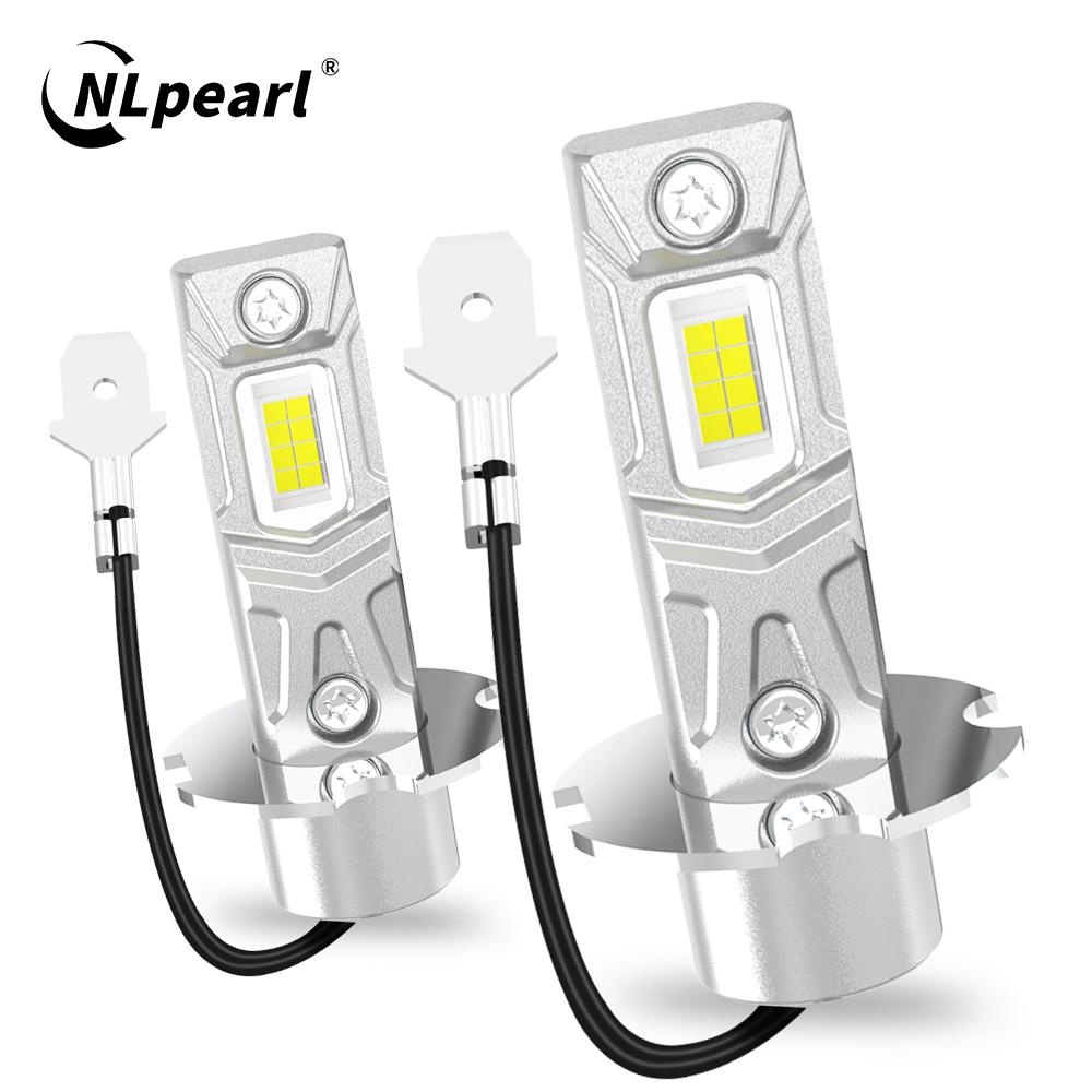 Nlpearl 2 cái bóng đèn đèn led sương mù h3 h1 canbus màu vàng 6000k đèn pha trắng đèn sương mù xe ô-tô sáng cao đèn chạy ban ngày drl