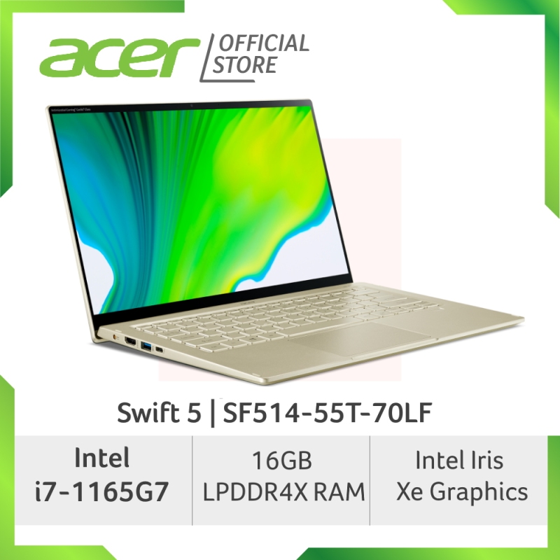 Acer Swift 5 SF514-55T-70LF/SF514-55T-71SL (Gold/Green) laptop with LATEST 11th Gen Intel i7-1165G7 processor