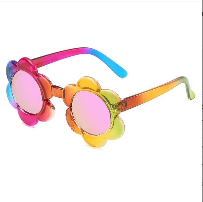 1-5 Years Kids Flower Sunglasses Rainbow Colorful Cute Round Kid Eyewear