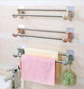 Stainless Steel Double Pole Towel Rack - Seamless Design