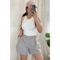 Mumu #MAYA STRIPED Print Garterize SUMMER READY Casual EASY SHORTS w/ TWO SIDE POCKET & BACK POCKET