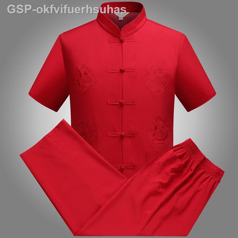 Roupas tradicionais chinesas de algodão manga curta roupas tang para kung