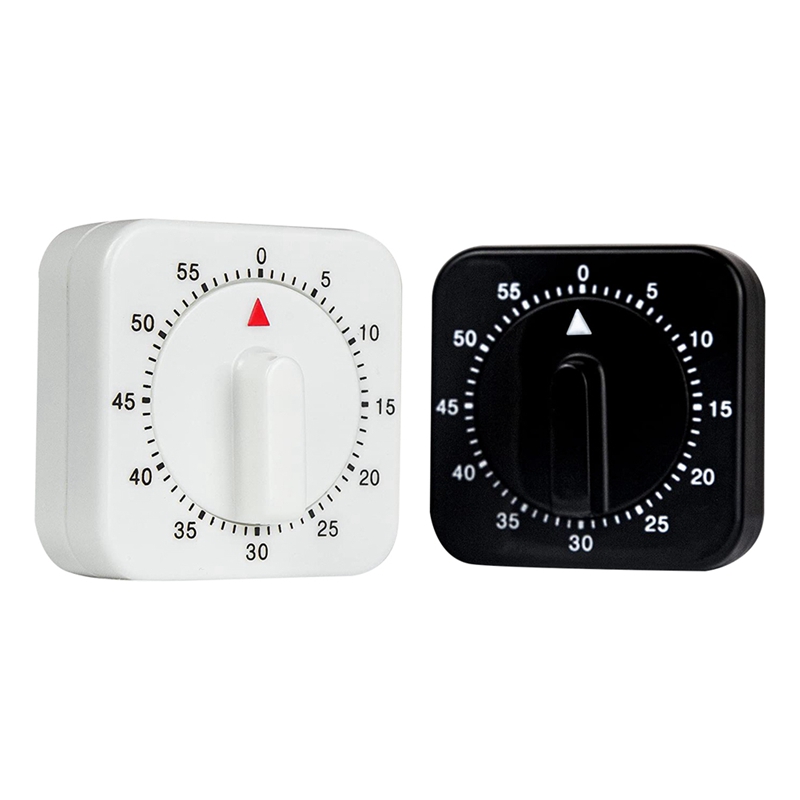 2-Pack Square 60 Minute Mechanical Kitchen Timer, Chef Cooking Timer Clock Black&White with Loud Alarm