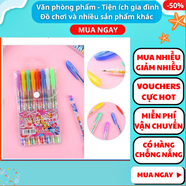 Combo 8 cây bút kim tuyến 8 màu cực đẹp ,bút kim tuyến nước ,bút kim tuyến lấp lánh ,bút mực kinh tuyến ,bút kim tuyến trang trí ,bút viết kim tuyến ,combo bút kim tuyến , đồ dùng học tập,Aplusmart