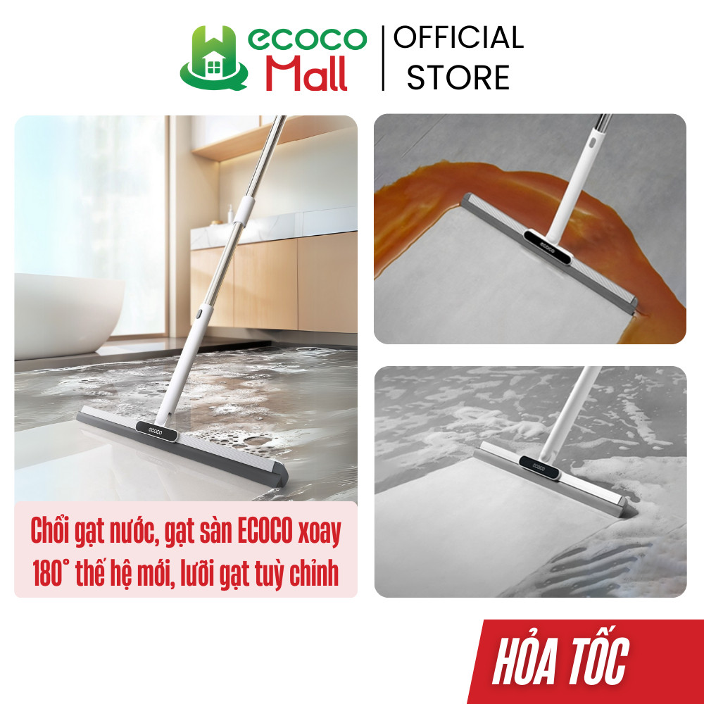 Chổi gạt nước gạt sàn ECOCO xoay 180 độ thế hệ mới lưỡi gạt tuỳ chỉnh thông minh 2 chế độ kéo dài và cầm tay đa năng