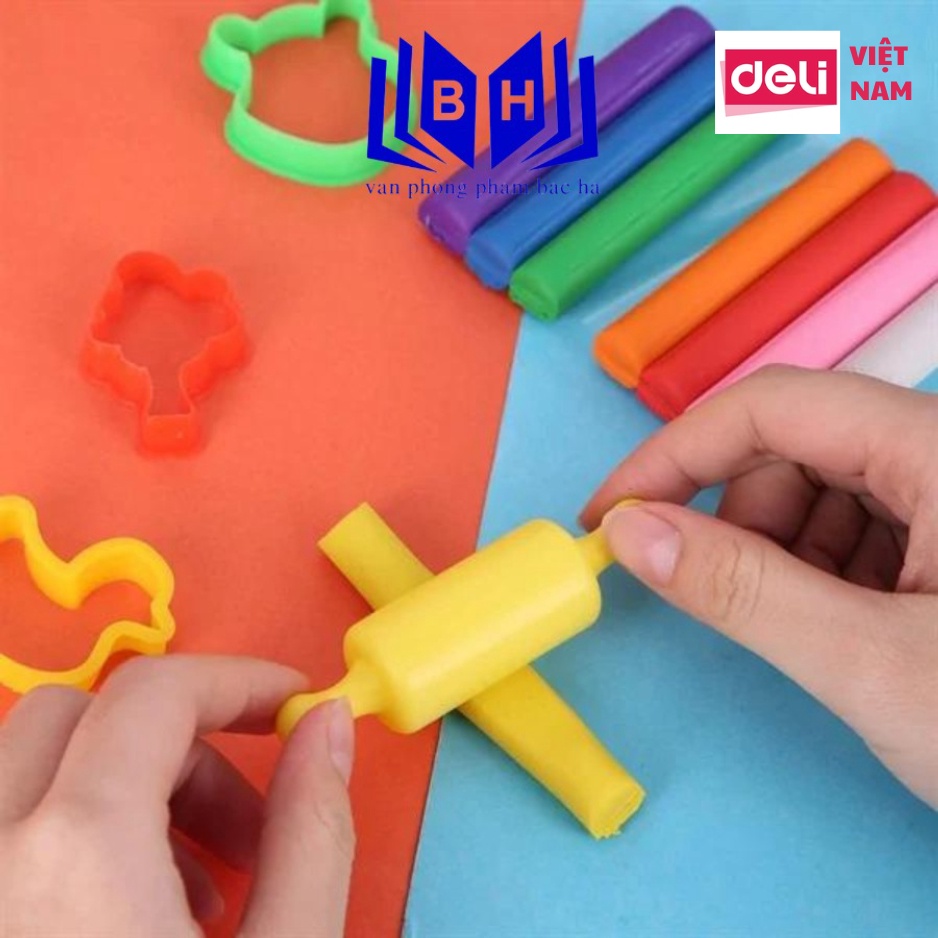 Đất nặn deli 75021 - 75041 - 8 màu/ 12 màu, có khuôn kèm theo - an toàn và đáng tin cậy cho bé