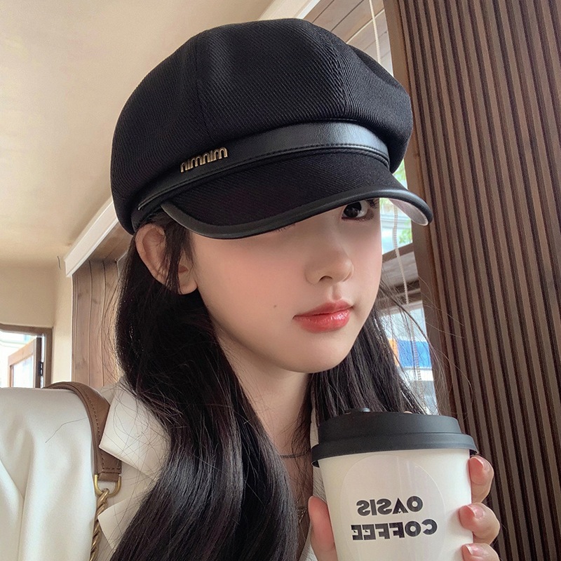 Mũ beret màu đen phong cách retro Nhật Bản mũ nồi minmin