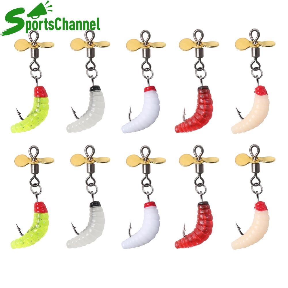 10pcs cánh quạt Spinner Mồi Câu Hình sâu bọ mềm maggot mồi Silicone Mồi Nhân Tạo cho cá hồi cá rô Bass