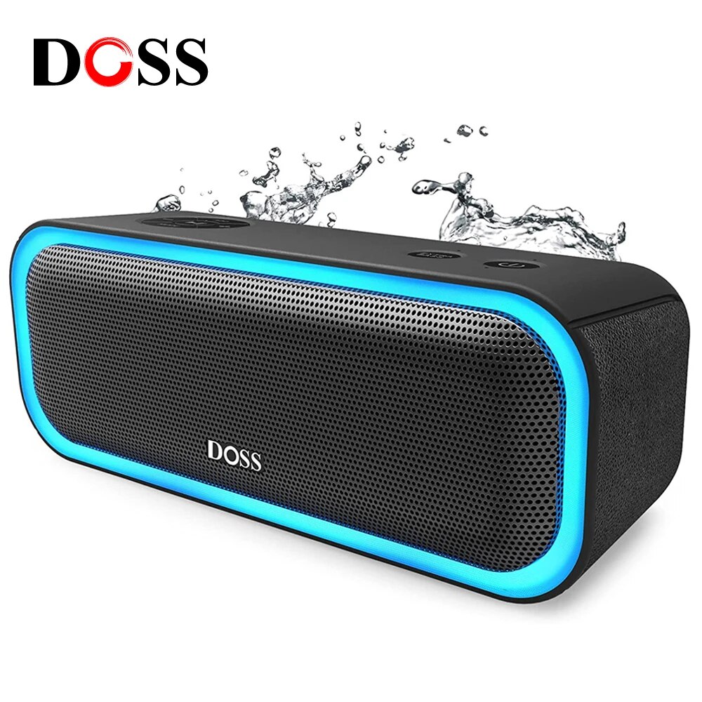 New Loa không dây DOSS Bluetooth 5.0 Loa siêu trầm tăng cường âm thanh nổi 20W mạnh mẽ Loa di động nhiều màu chống nước