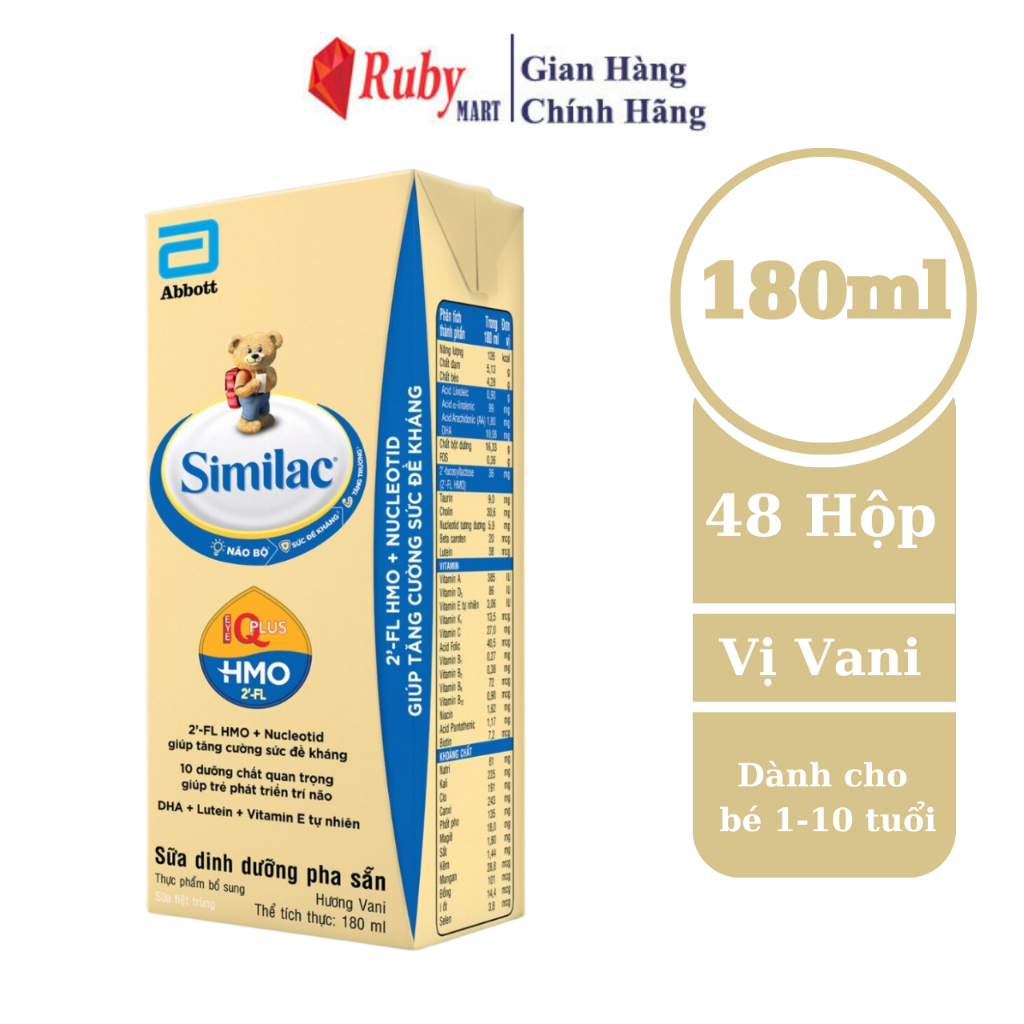 Date T6 24 Thùng 48 hộp Sữa bột pha sẵn Similac IQ 180ml cho bé từ 1 tuổi