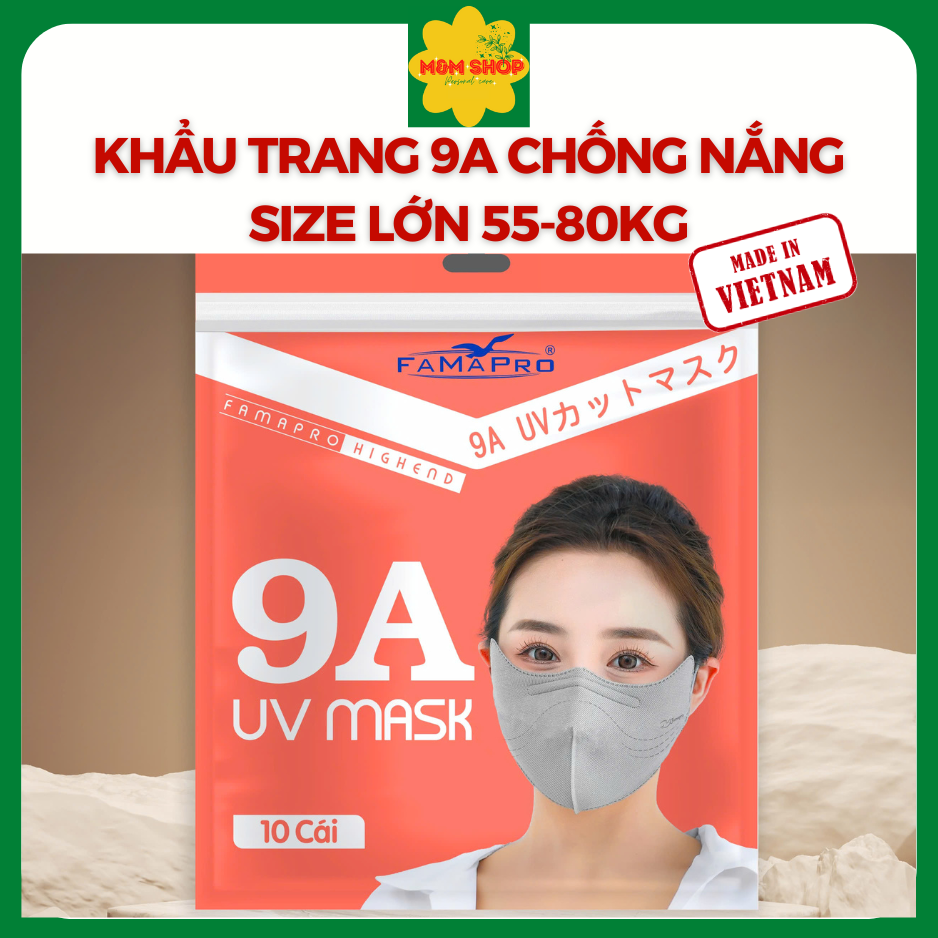 Combo 5 túi-50 cái Khẩu trang y tế 5 lớp Famapro chống nắng siêu tốt, che hết hai bên má, Size 55-80kg, 10 cái/túi