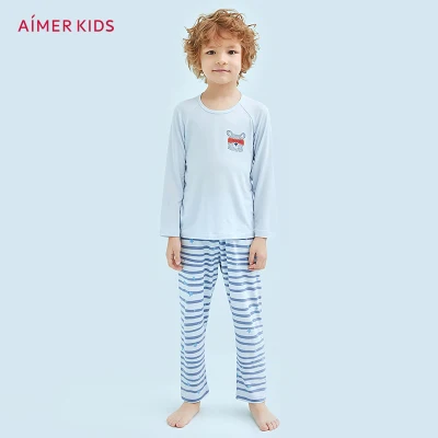 Aimer Kids Pajamas Home Service Suit Boys four Seasons Modal Thin long-Seeved Home Service Suit Children's Pajamas AK2430891