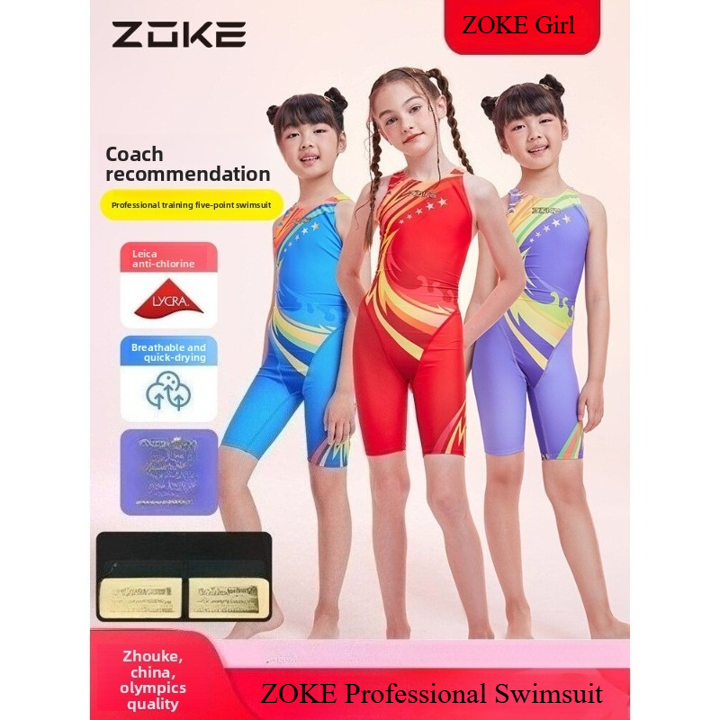 Zoke Girls 'đua Xe Chuyên Nghiệp đầu gối kháng Clo đào tạo Đồ bơi cho thanh thiếu niên