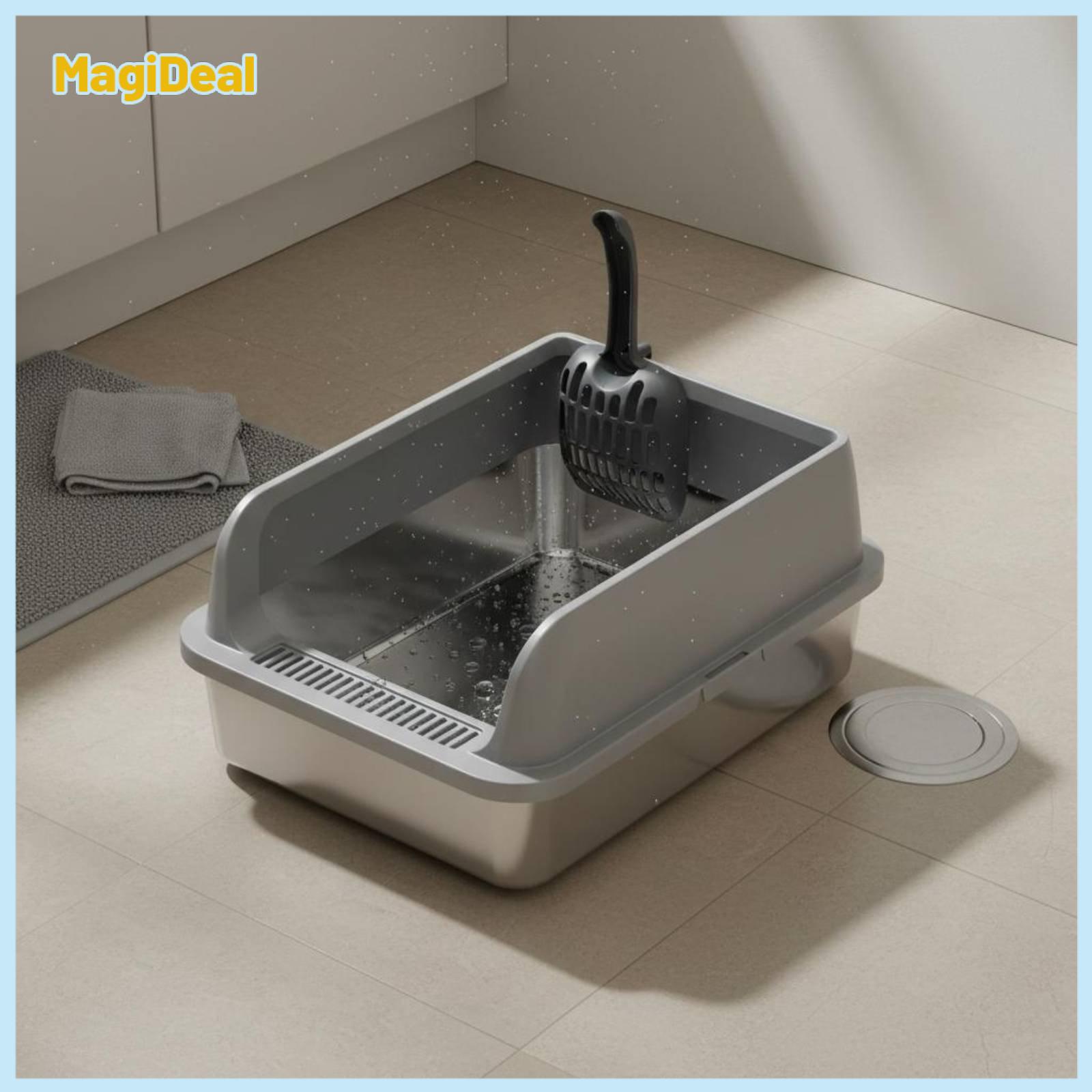 Stainless Steel Pet Toilet Top Entry Cat Litter Box Indoor Anti Spill Pet Waste Receptacle for Home Cats ราคา 3,320 บาท*ส่งฟรี