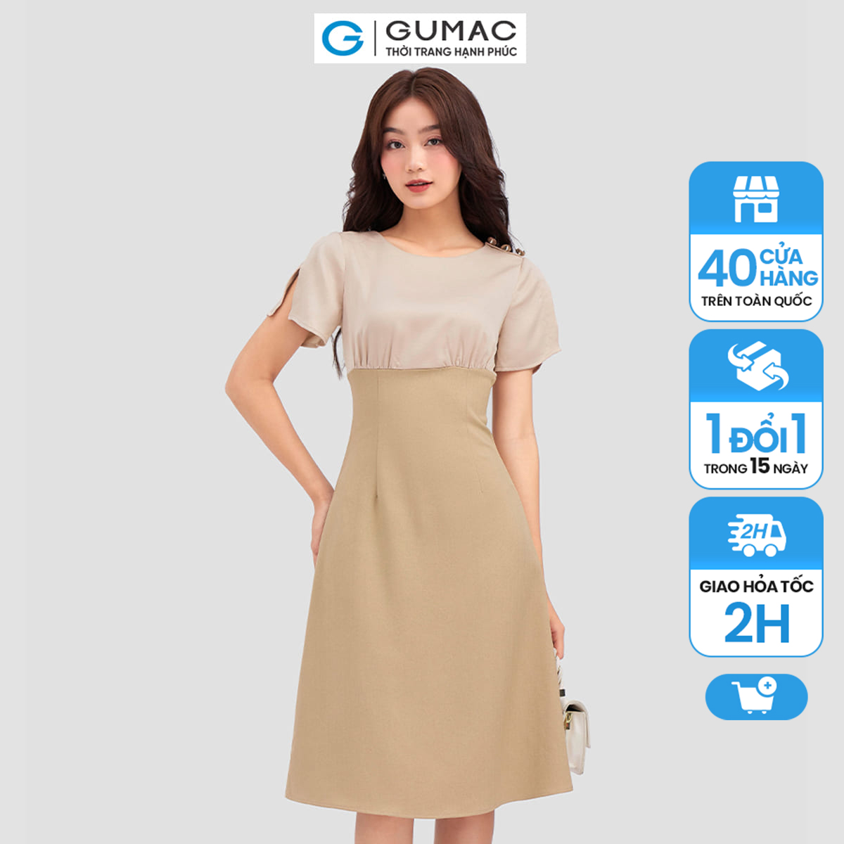 Đầm tay xẻ dc12057 thời trang gumac