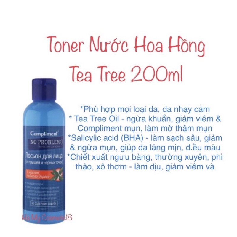 Toner Nước Hoa Hồng Bha -Niacinamide - ZinC-Teatree Compliment Dưỡng Ẩm Kiềm Dầu 200ml