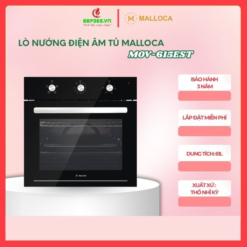 Lò Nướng Âm Tủ Malloca MOV-615EST – Dung tích 61L, 5 Chức Năng, Bảo Hành 3 Năm - BST