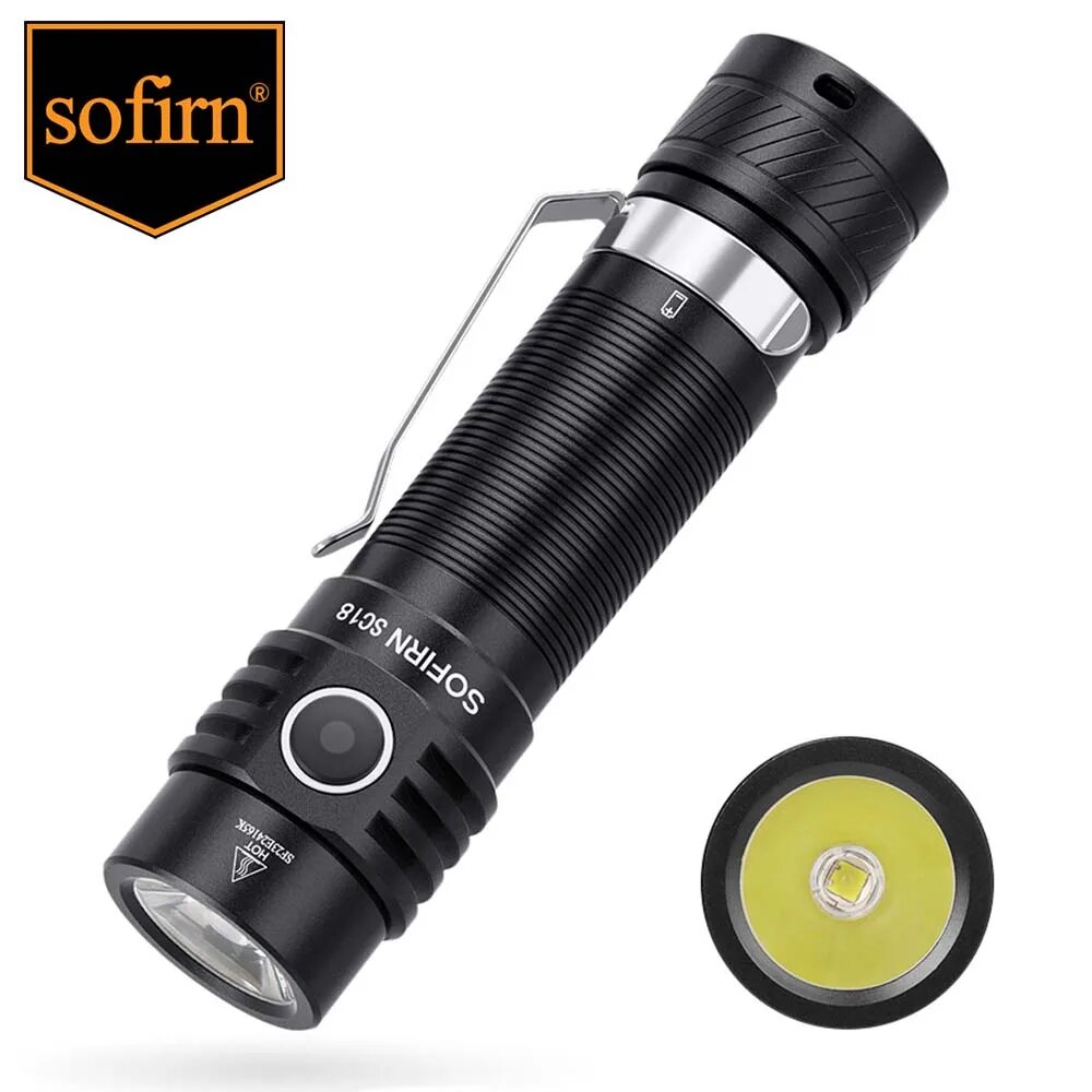 Sofirn Sc18 1800lm EDC đèn pin USB C có thể sạc lại sst40 LED 18650 Torch tIR ống kính quang học đèn